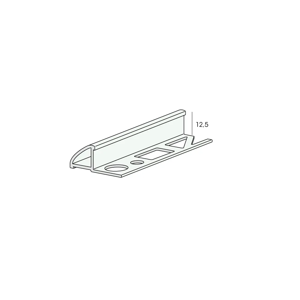Tekening Proround aluminium tegelprofiel 12,5mm