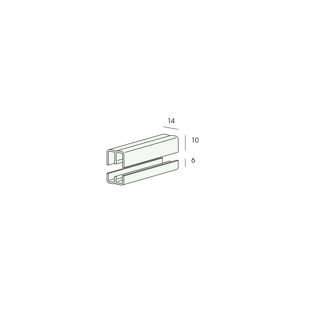 Tekening Onder schuifrailprofiel 2x4mm