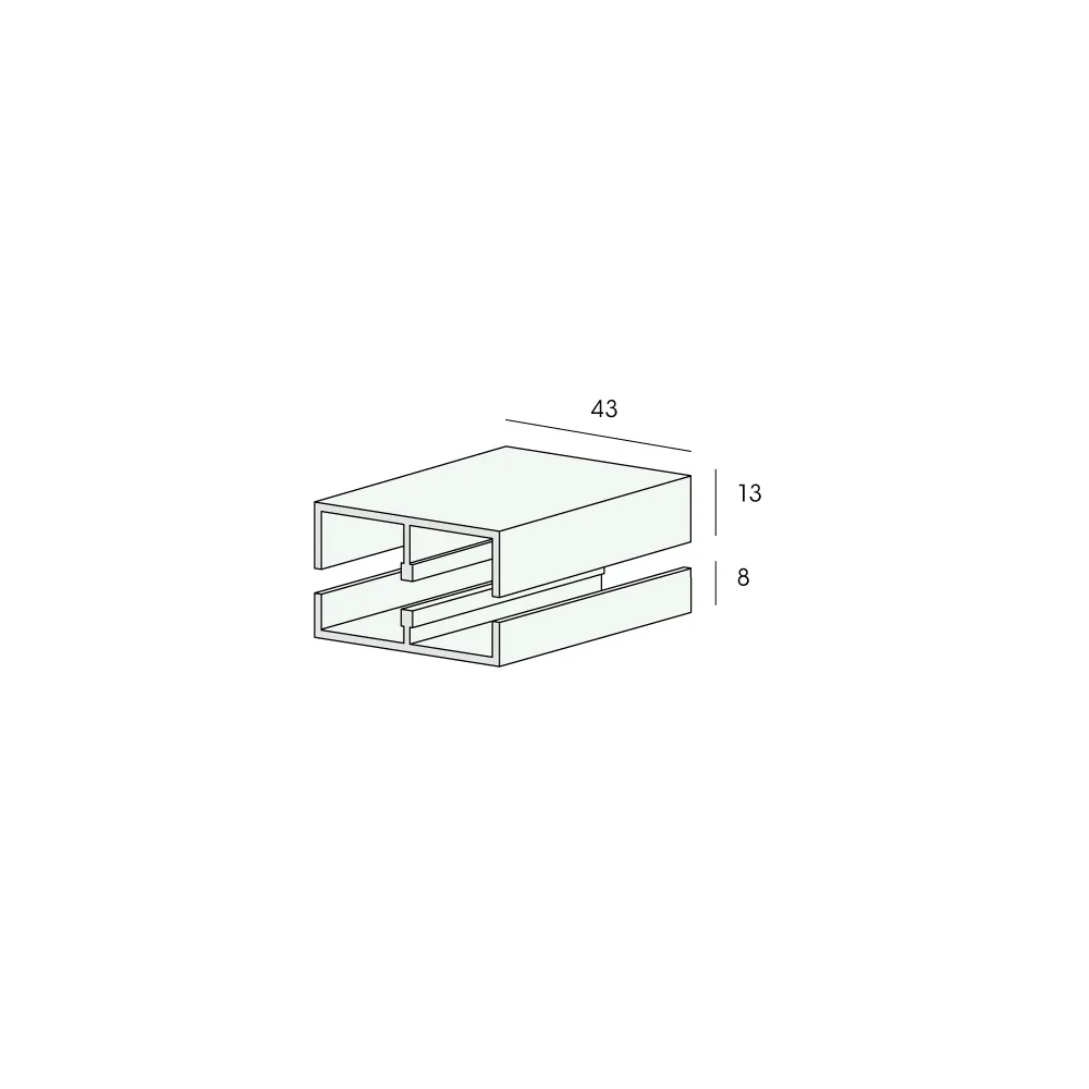 Tekening Boven schuifrailprofiel 2x18mm