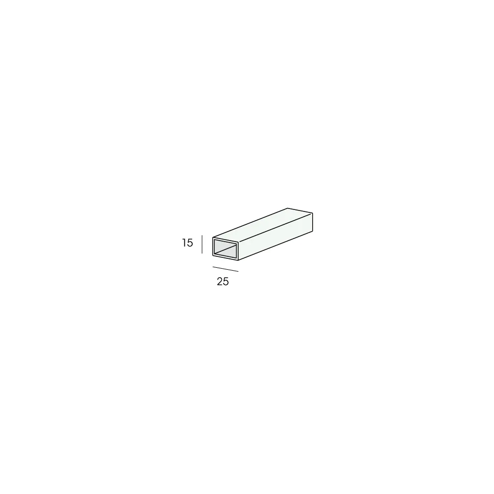 Tekening Kokerprofiel 25x15x2mm