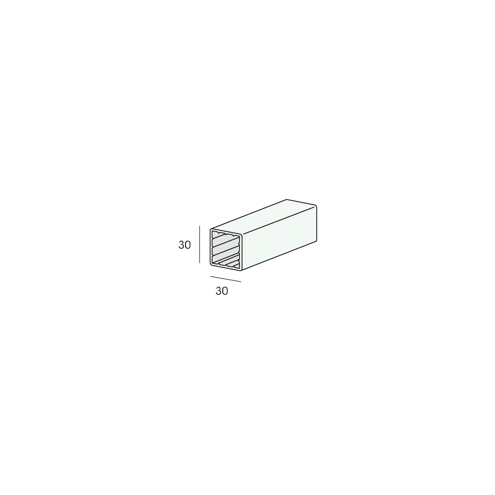 Tekening Kokerprofiel 30x30x1,5mm