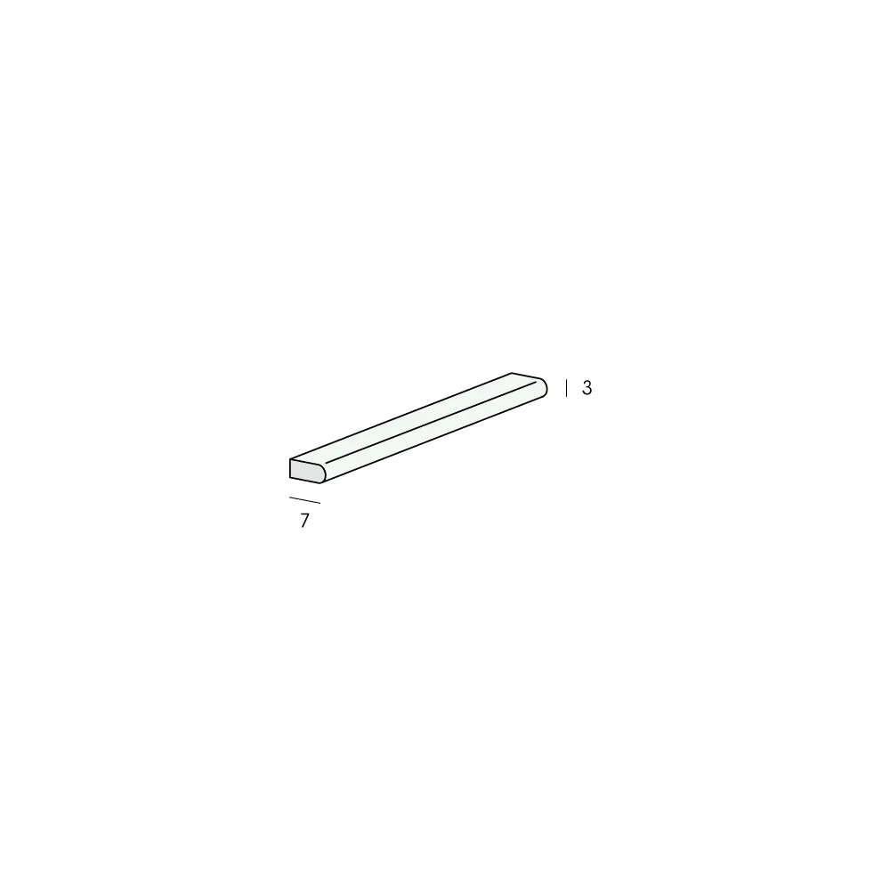 Tekening Platprofiel 7x3mm, 1 zijde afgerond