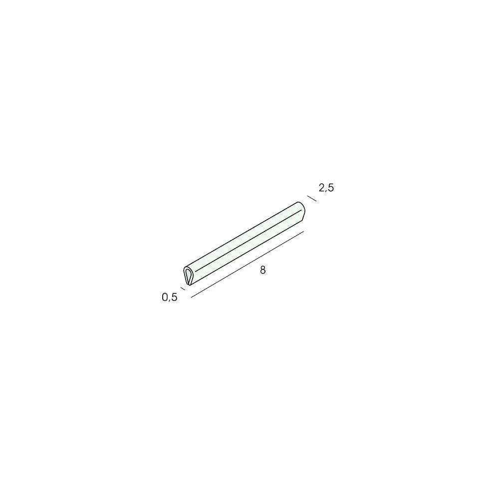 Tekening Klemprofiel 8x2,5mm