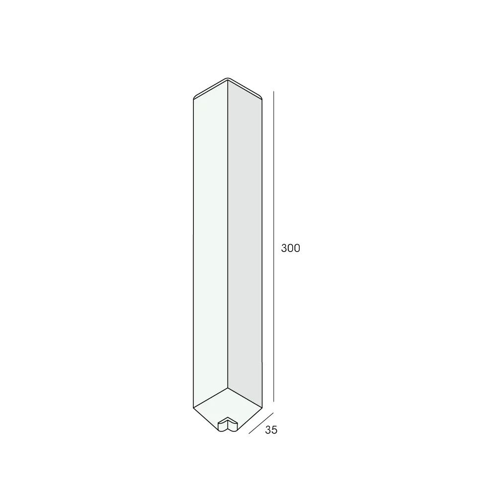 Tekening Uitwendig hoekstuk 300x35mm