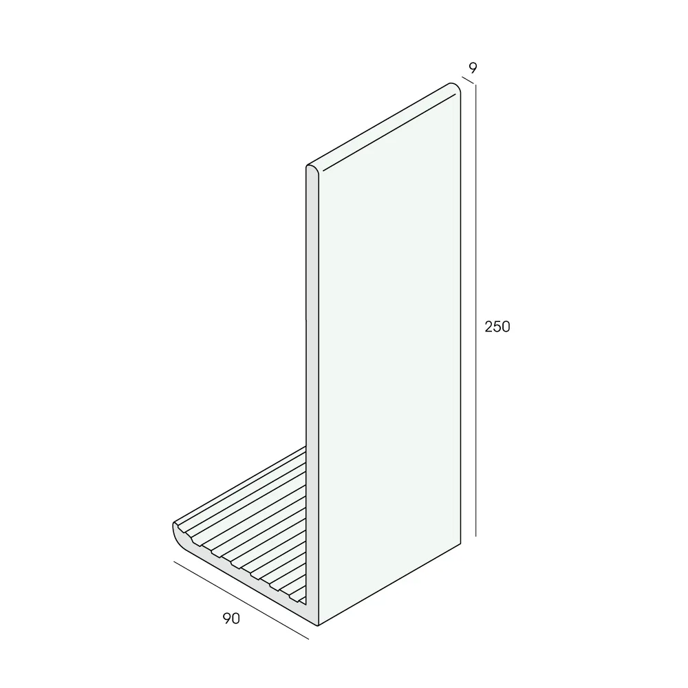 Tekening Hoekpaneel 250x90x9mm