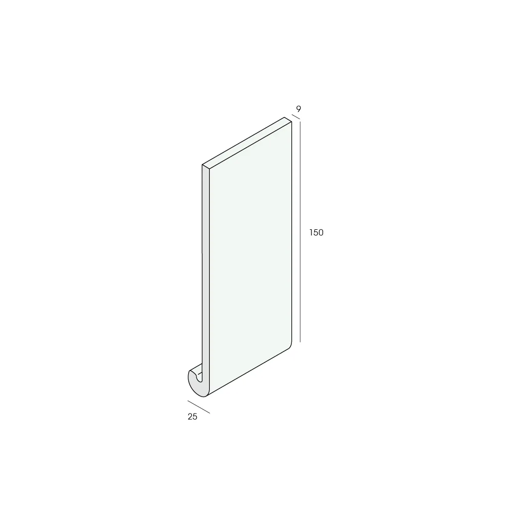 Tekening Paneel afgerond 150x25x9mm