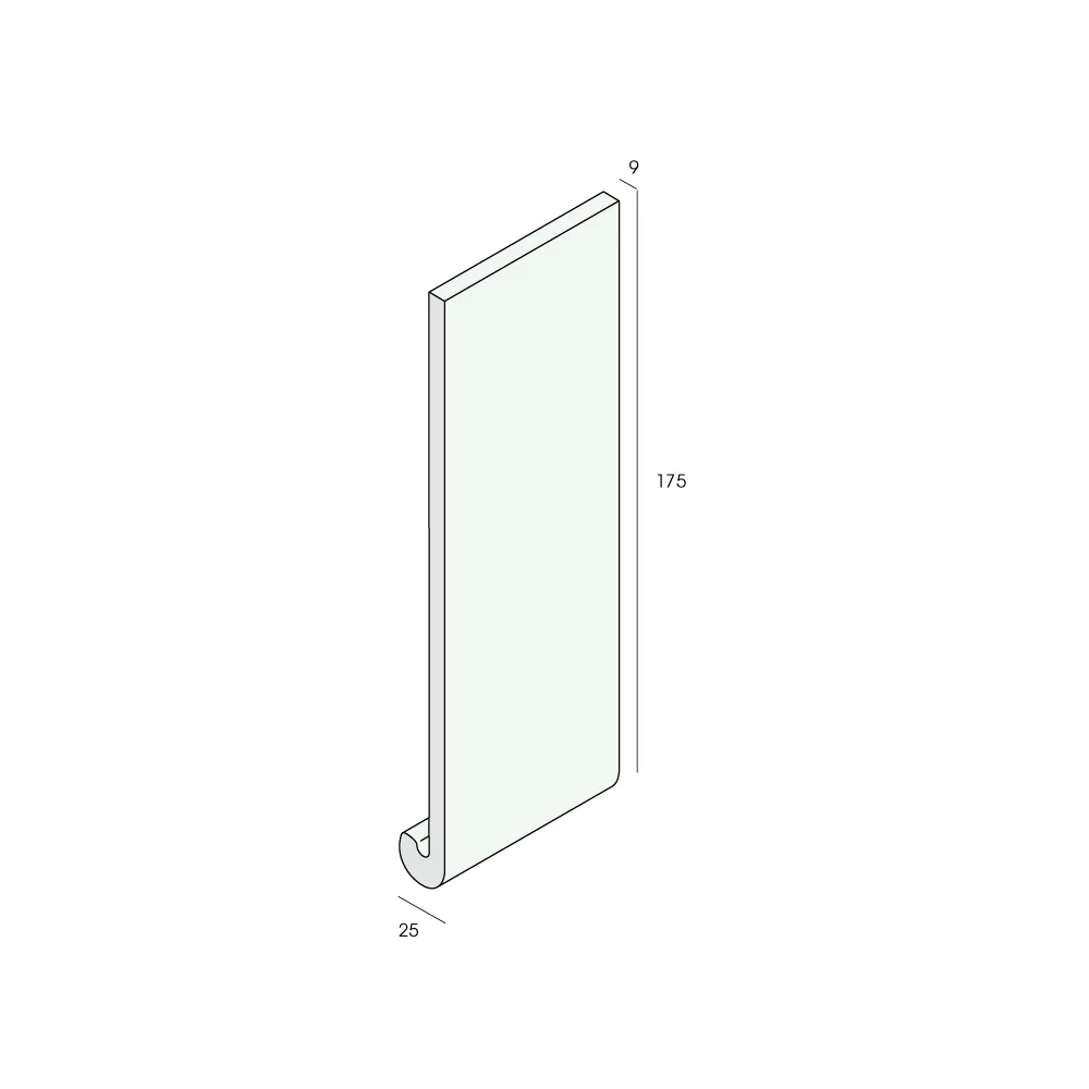 Tekening Paneel afgerond 175x25x9mm