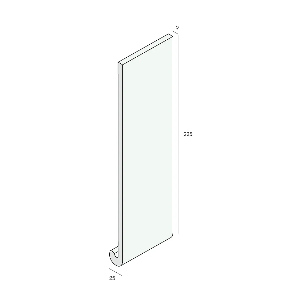Tekening Paneel afgerond 225x25x9mm