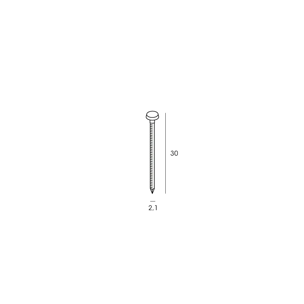 Tekening Polytopnagel 2,1x30mm 500 stuks