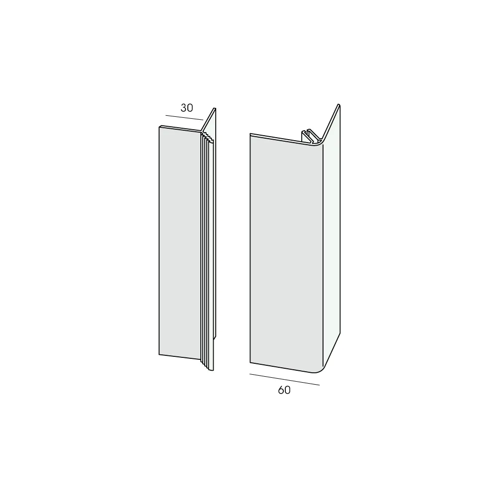 Tekening Hoekverbindingprofiel 15/19mm 2-delig