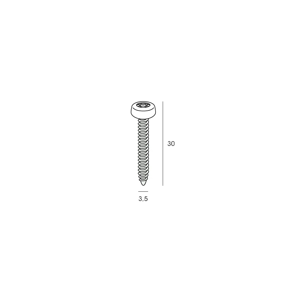 Tekening Polytopschroef 3,5x30mm 100 stuks