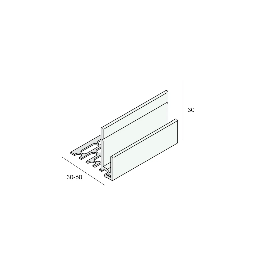 Tekening Inhaakstartprofiel aluminium