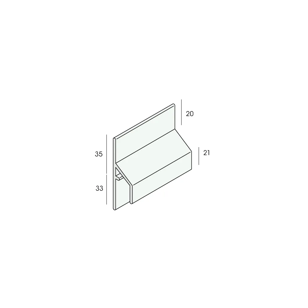 Tekening Trim/kraal aansluitprofiel 17mm Keralit