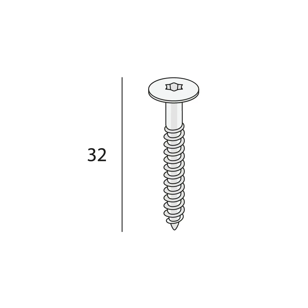 Tekening Torx schroef 32mm rvs V2A 100st