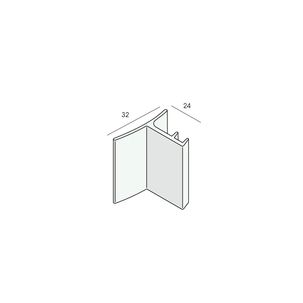Tekening Stelkozijn aansluitprofiel 32x24x2mm