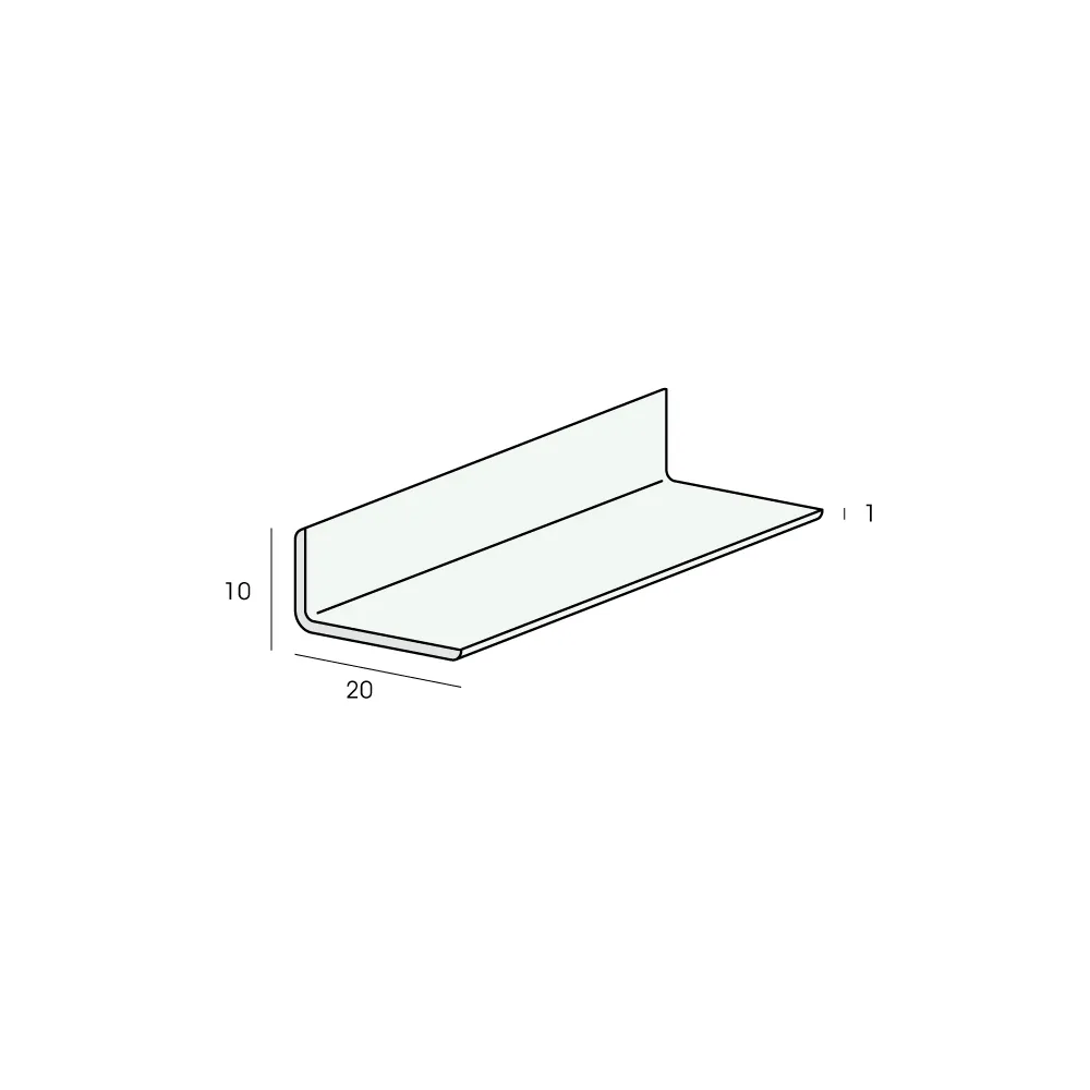 Tekening Hoekprofiel 20x10x1mm
