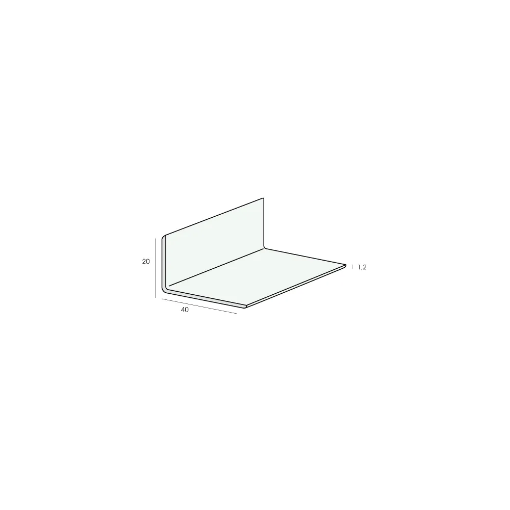Tekening Hoekprofiel 40x20x1,2mm