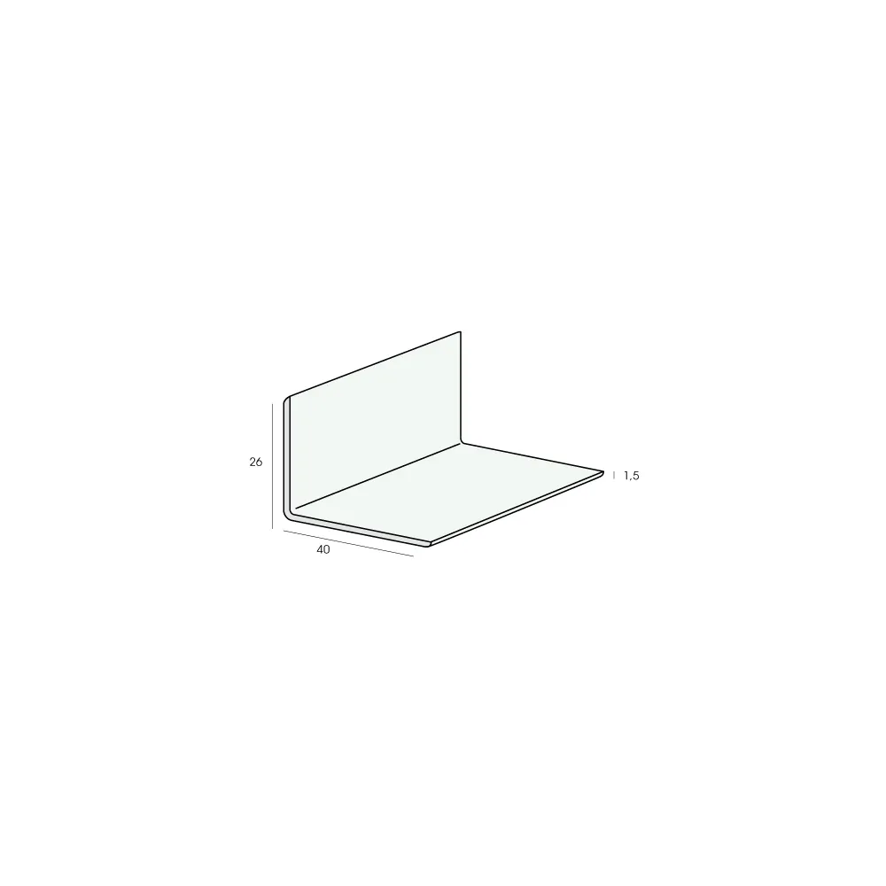 Tekening Hoekprofiel 40x26x1,5mm