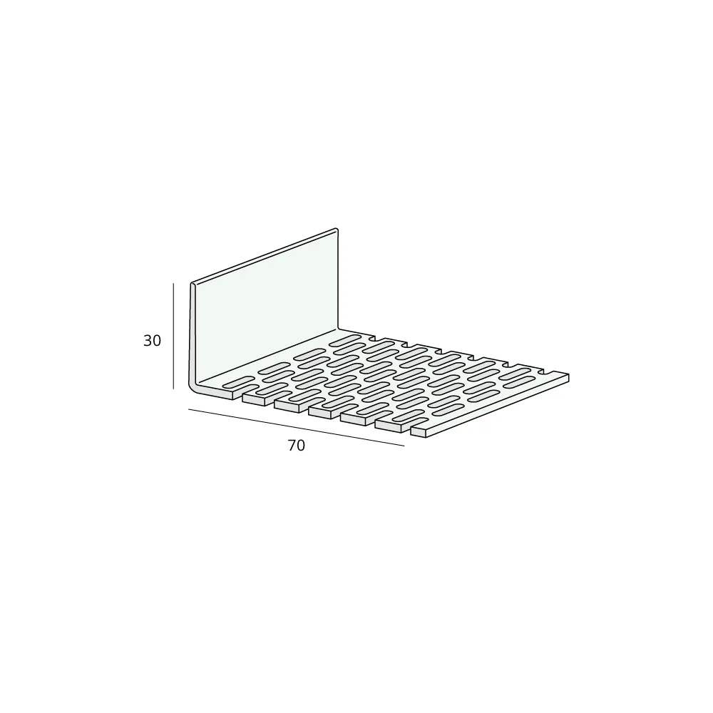 Tekening Hoekprofiel geperforeerd 70x30x2mm
