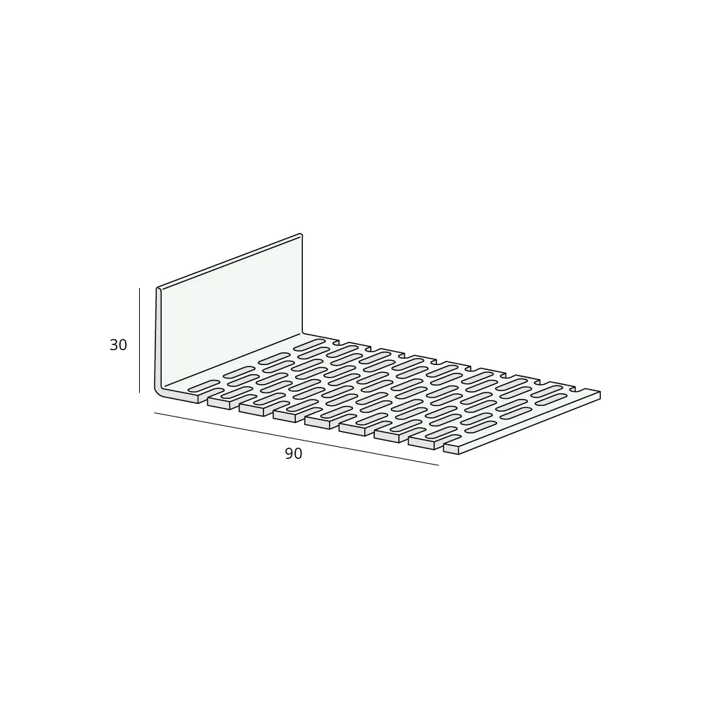 Tekening Hoekprofiel geperforeerd 90x30x2mm