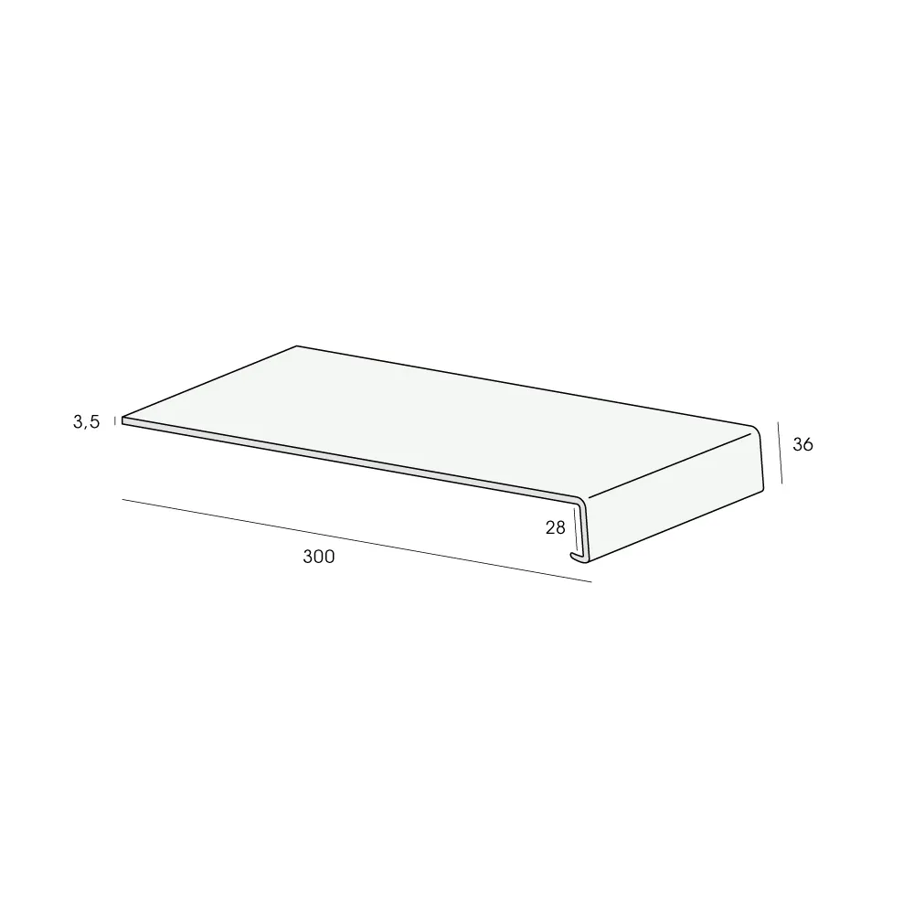 Tekening Lignodur overzet vensterbank 30cm