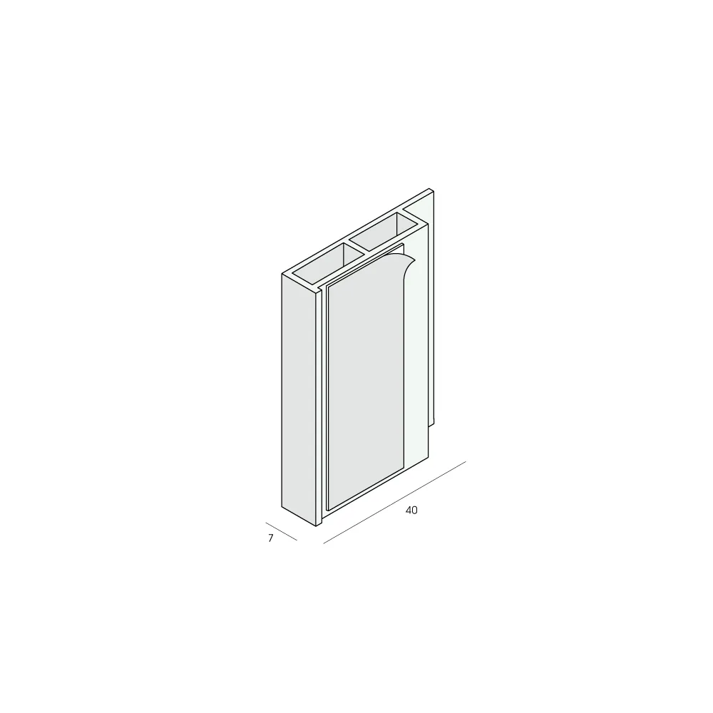 Tekening Holkamer platprofiel 40x7mm, zelfklevend
