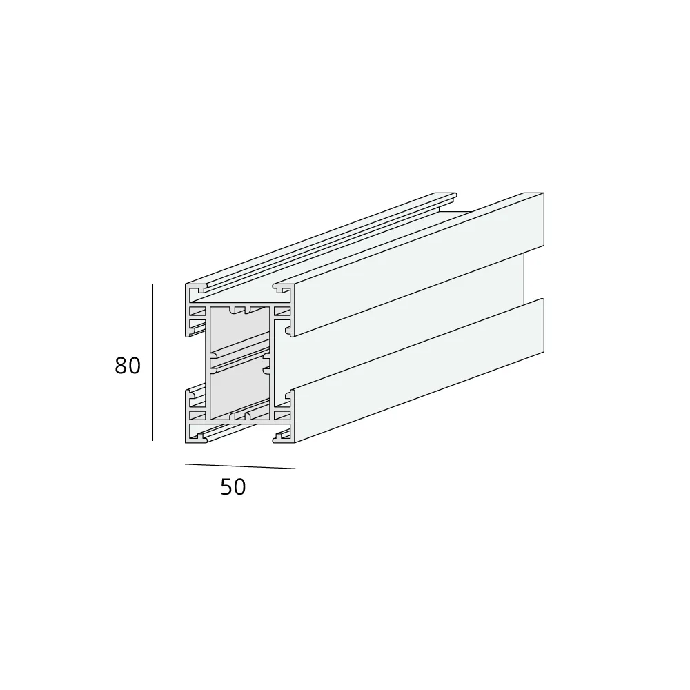 Tekening Aluminium balk 80x50mm Twinson terras