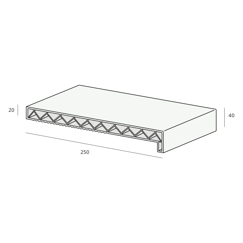 Tekening Novaboard Stone vensterbank 25 cm