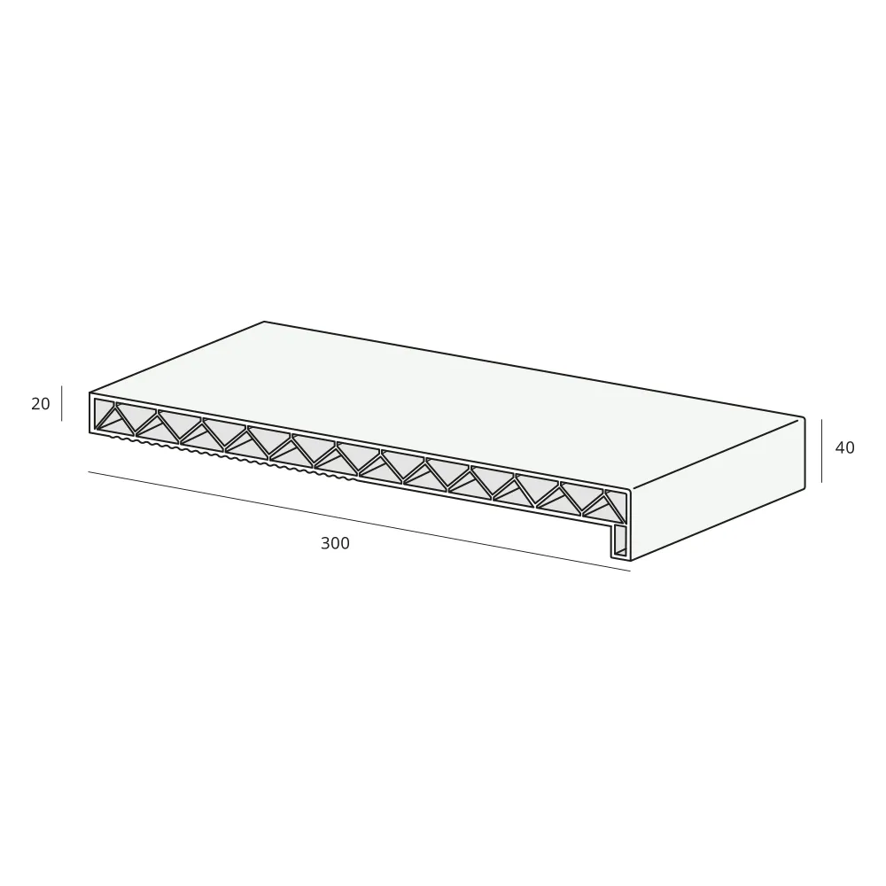 Tekening Novaboard Stone vensterbank 30 cm