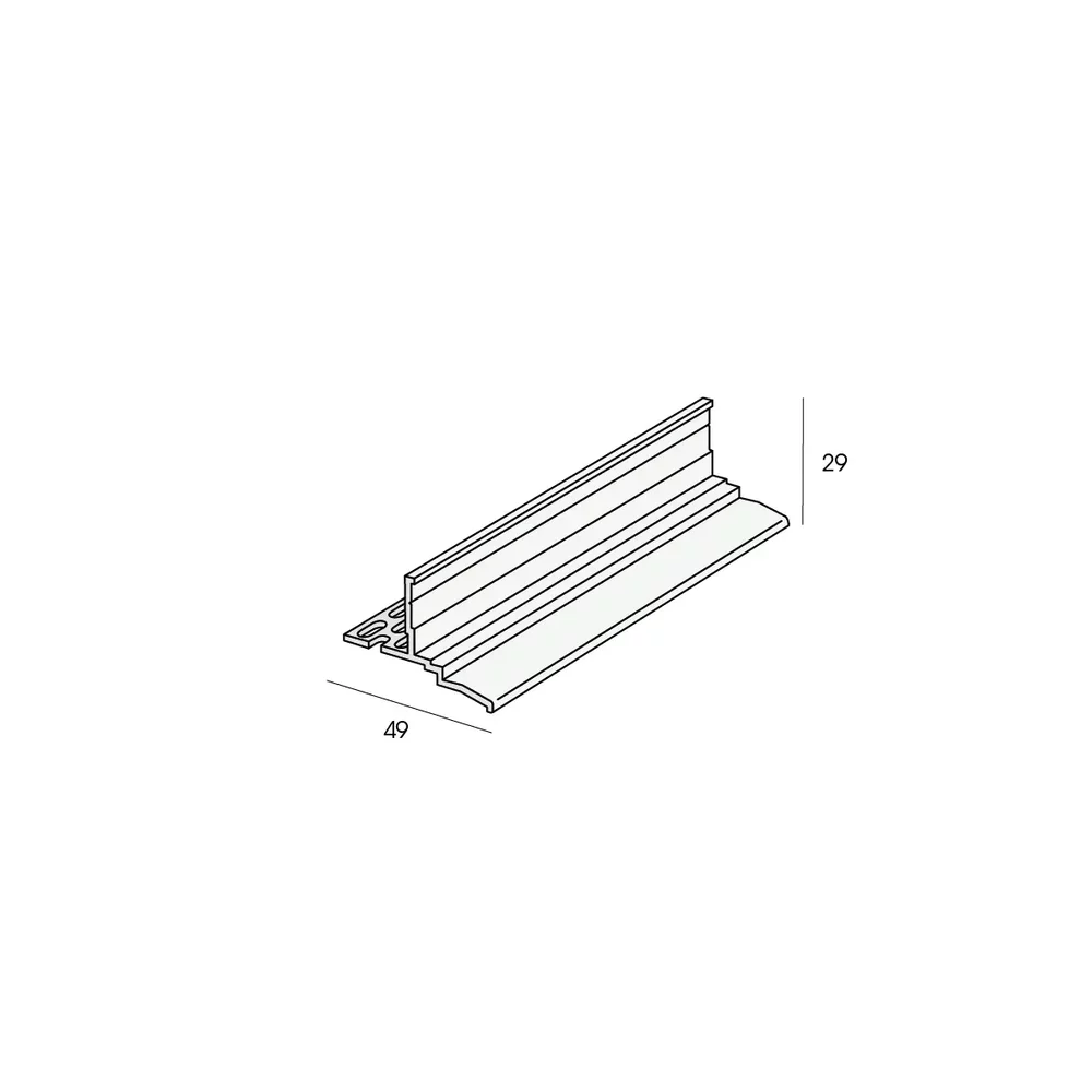Tekening Startprofiel horizontaal 22mm. ventilatie