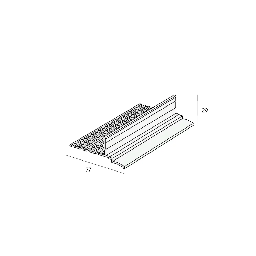 Tekening Startprofiel verticaal 50mm. ventilatie