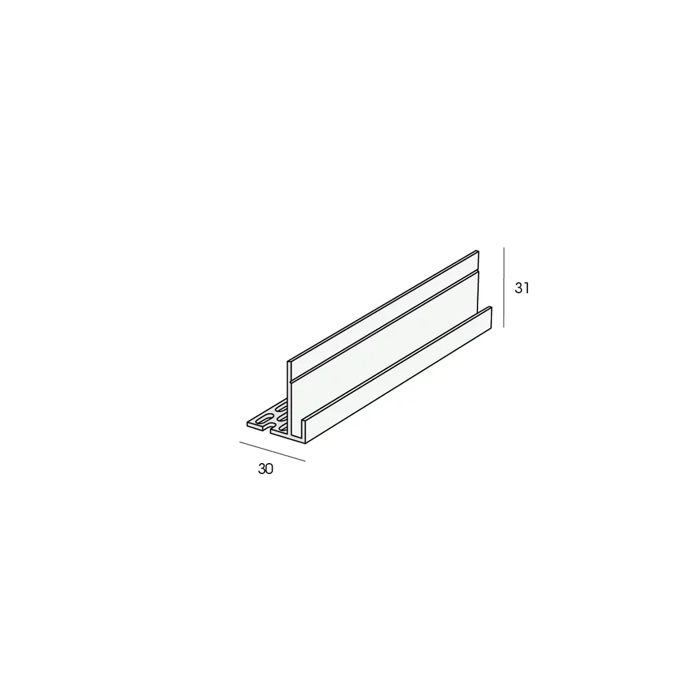 Tekening Inhaak startprofiel 22mm. ventilatie