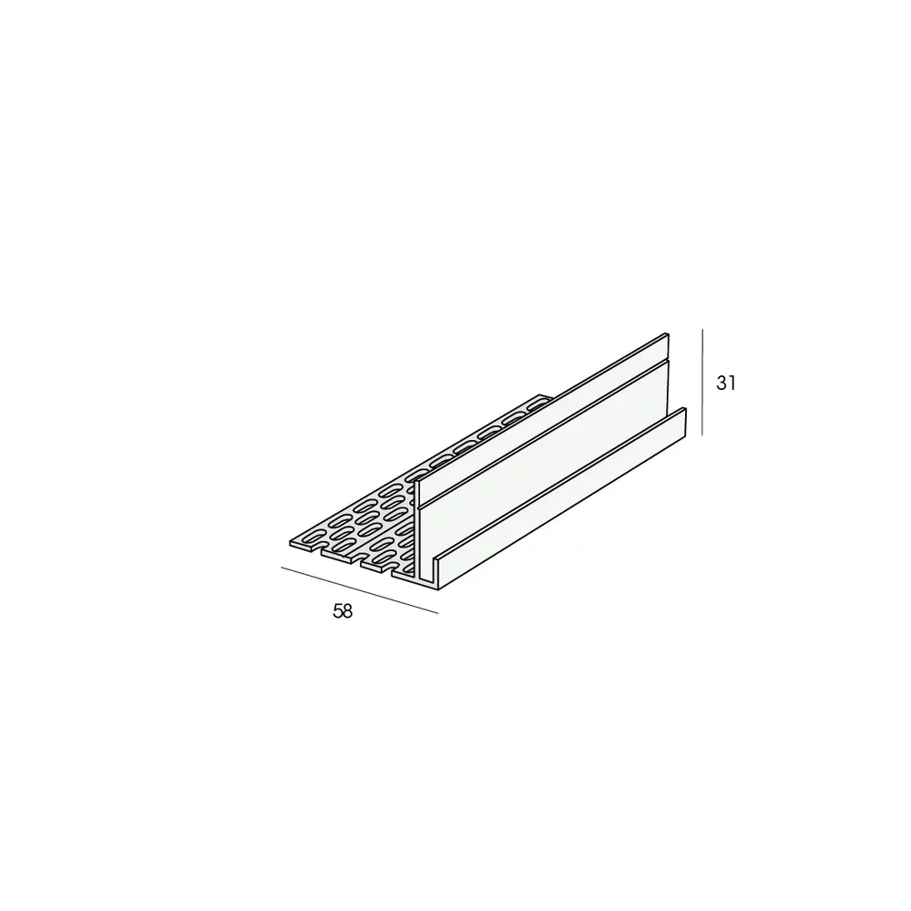 Tekening Inhaak startprofiel 50mm. ventilatie