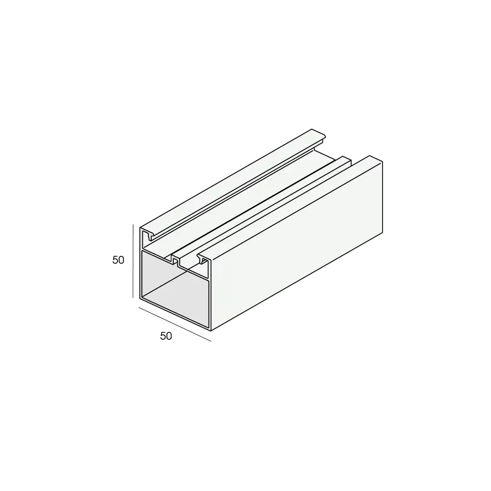 Tekening Aluminium ligger 50x50 (zelfdragend)