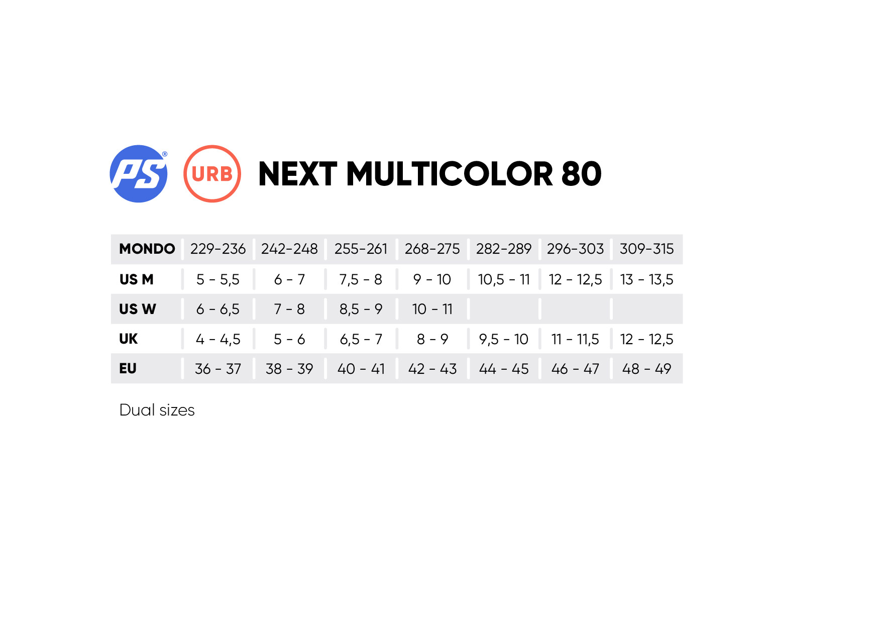Size chart