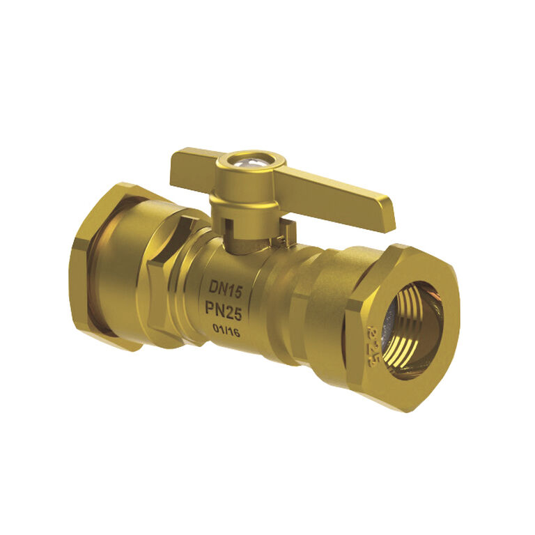 ARCO Straight ball valve PN16 Long butterfly handle brass finish Sil MLA