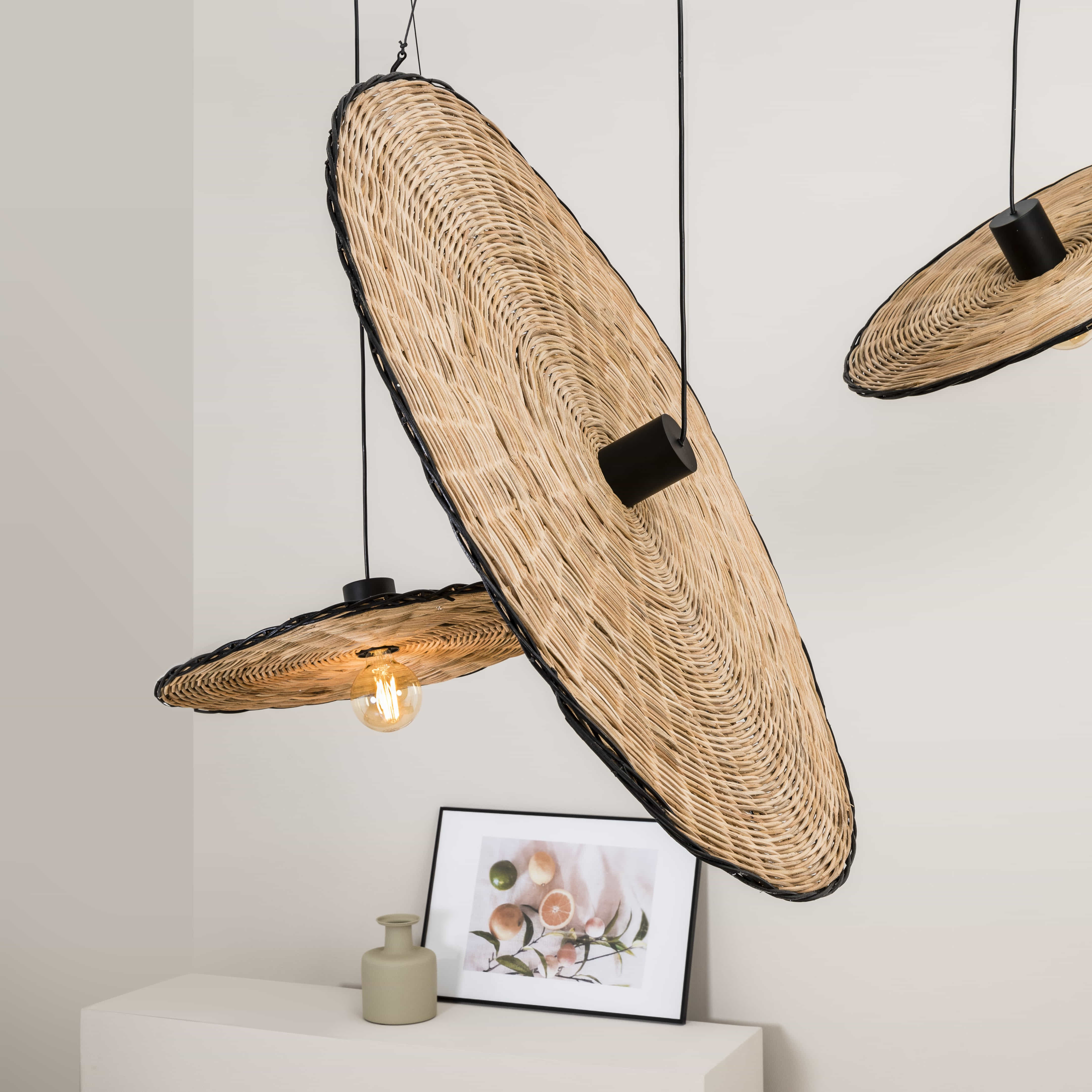 COSTAS 400 H70 Black/rattan wall/ceiling lamp