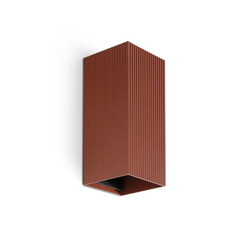 LUNE APLIQUE CUADRADO TERRACOTA ESTRIADO 2xGU10