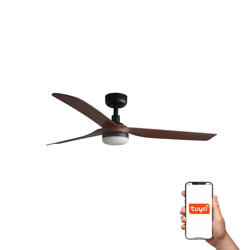 PUNT Ø1300MM NEGRO 3 PALAS NOGAL 18W TUYA