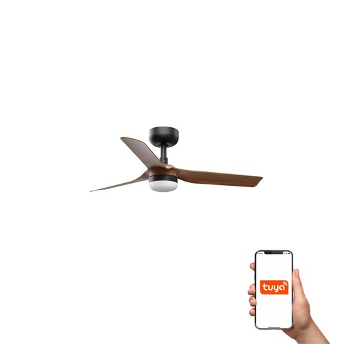 MINI PUNT S Ø900 NEGRO 3 PALAS NOGAL 10W TUYA