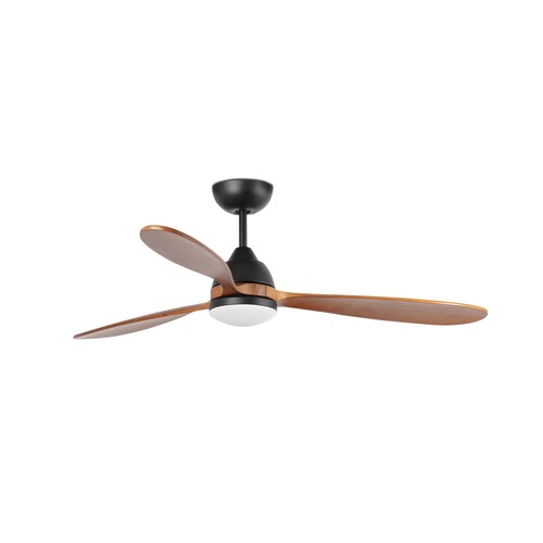 POROS Ø1320MM NEGRO 3 PALAS NOGAL 19W LED 2700K