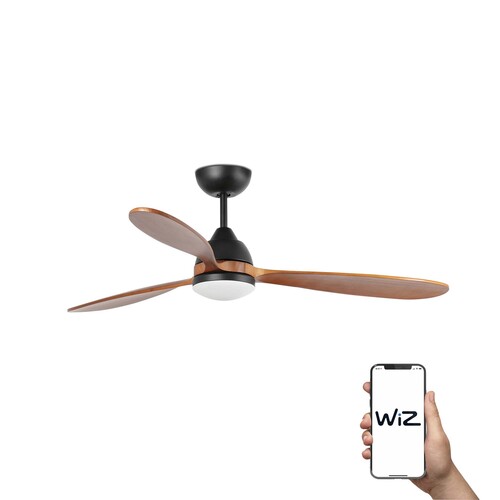 POROS Ø1320MM NEGRO 3 PALAS NOGAL 19W 2700K WIZ