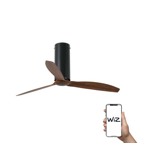 TUBE FAN Ø1280MM NEGRO MATE 3 PALAS MADERA WIZ