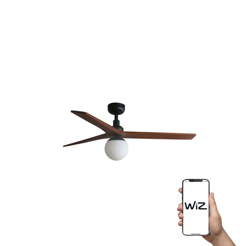 KLIM M Ø1250MM NEGRO 3 PALAS NOGAL OSC. 1xE27 WIZ