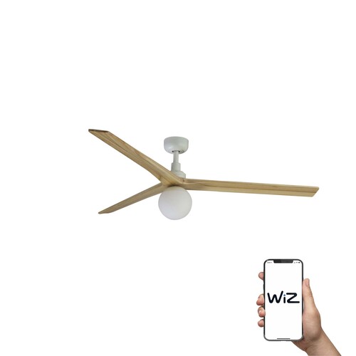 KLIM L Ø1500MM BLANCO 3 PALA ROBLE CLARO 1xE27 WIZ