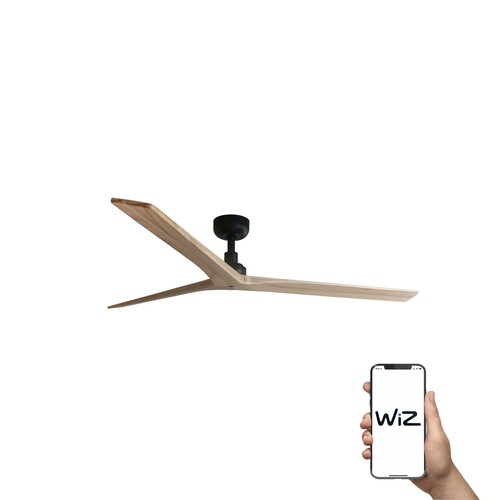 KLIM L Ø1500MM NEGRO 3 PALAS ROBLE CLARO WIZ