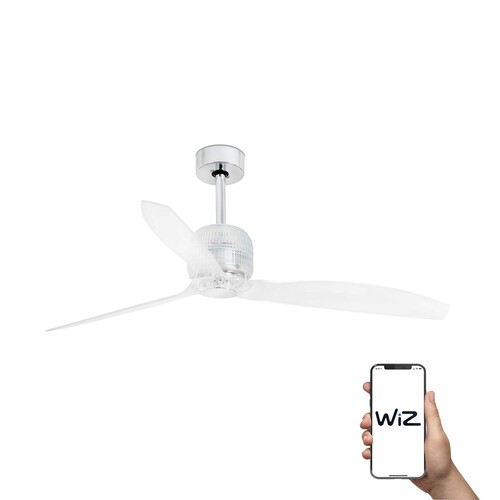 DECO FAN Ø1280MM CROMO 3 PALAS TRANSPARENTES WIZ