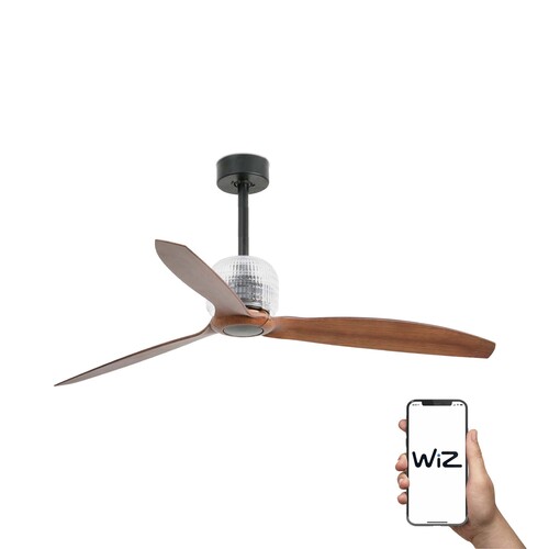 DECO FAN Ø1280MM NEGRO 3 PALAS MADERA OSCURA WIZ