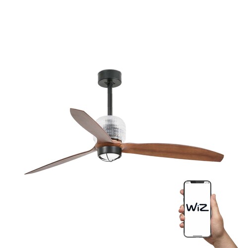 DECO FAN M LED Ventilador negro/nogal 3000K WIZ