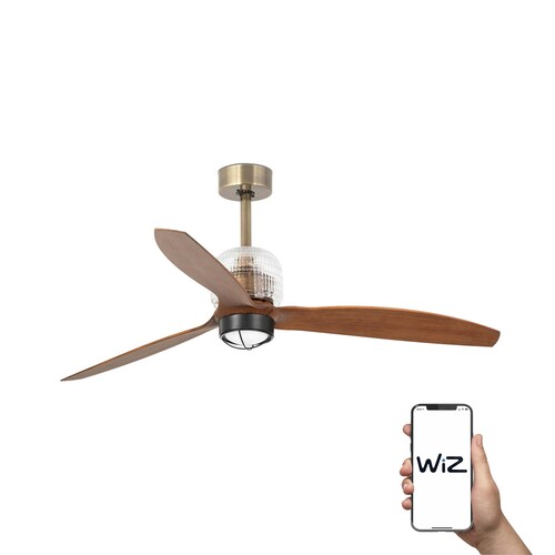 DECO FAN M LED Ventilador oro/nogal 3000K WIZ